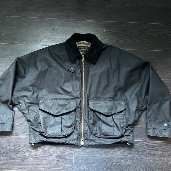 Filson women's shelter cloth short work coat XS black waxed cotton boxy cropped - Picture 4 of 13